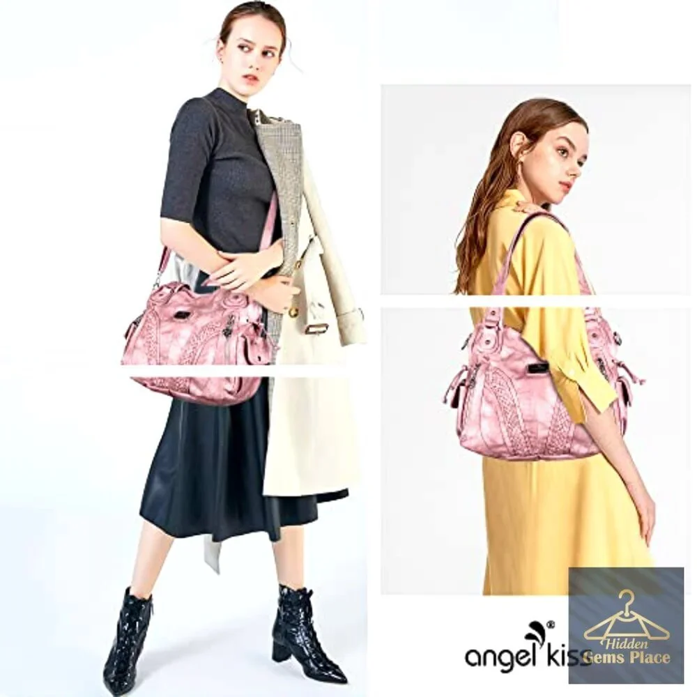 Large Hobo Tote Bag with Adjustable Strap, Multiple Pockets, PU Leather